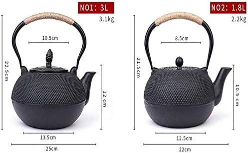 Tea Kettle Japanese Tetsubin Cast Iron Teapot With Stainless Steel Infuser, Anti-scalding Handle Black 1.8L/3L(optional)(Size:1.8L) - Image 2