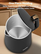 Electric Kettle, Double Wall 1.7L Stainless Steel Cool Touch, Water Boiler & Heater, 1500W Hot Tea Pot, Boil Dry Protection & Cordless Base, BPA-Free, Black - Image 2