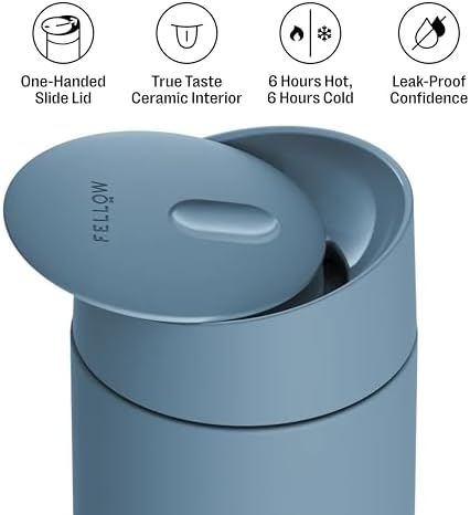 Fellow Carter Slide Ceramic Lined Travel Mug 12 oz, Coffee, One-Handed Lid - Image 2