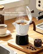 Bincoo 120ML Stovetop Espresso Maker Double Valve Moka Pot with Thermostat Extractor Prevent over-extraction,Italian Espresso Moka Pot with Powder Dispenser and Filter Paper for Home (White/Black) - Image 3