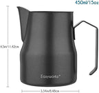 Easyworkz Stainless Steel Espresso Cup 2pcs Set Double Wall 2.5 oz, Bundled Espresso Steaming Pitcher Stainless Steel 15 oz Coffee Frothing Picther Milk Jug Cappuccino Latte Art Cup - Image 6