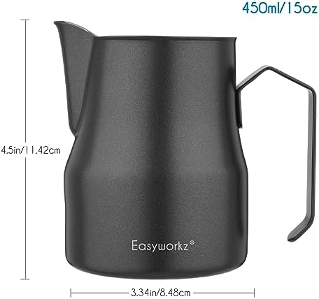 Easyworkz Stainless Steel Espresso Cup 2pcs Set Double Wall 2.5 oz, Bundled Espresso Steaming Pitcher Stainless Steel 15 oz Coffee Frothing Picther Milk Jug Cappuccino Latte Art Cup - Image 6