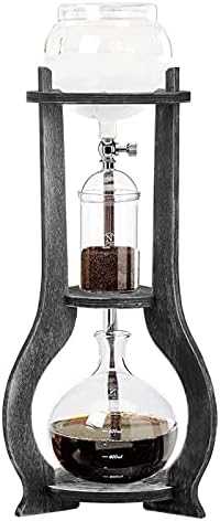 6-8 Cup Iced Coffee Cold Brew Drip Tower – 600ml Retro Hand-Blown Glass & Wood Coffee Maker, 3-5H Quick Extraction with Stainless Steel Filter (Grey) by kunghei