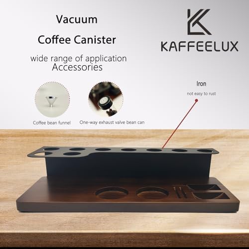8-Piece Vacuum Coffee Canister Set with Wooden Storage Stand – Airtight Jars + Funnel for Coffee Enthusiasts & Home Cafés | Countertop Bean/Tea Freshness Organizer - Image 3