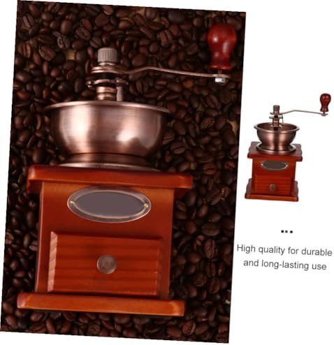 Ipetboom Manual Coffee Bean Grinder Ceramic Burr Mill with Wooden Hand Crank Coffee Grinder for Fresh Grounds Iron and Ceramic Material Capacity for Beans and Grains - Image 5