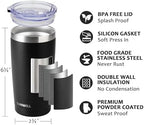 SUNWILL Travel Coffee Mug with Lid, 20 oz Tumbler Set of 2, Insulated Stainless Steel Cup for Water, Tea, Ice, Powder Coated Black 2 pack - Image 2