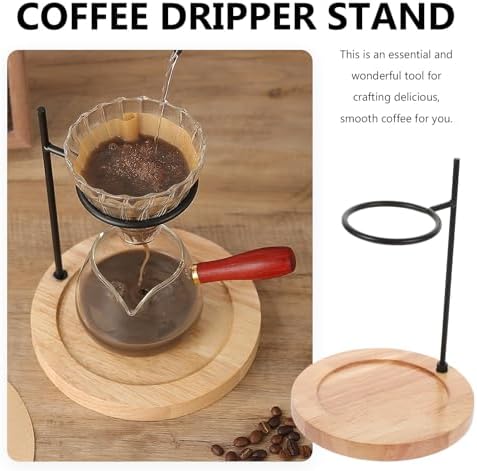 Wooden Base Coffee Dripper Rack, Iron Filter Cup Holder - Image 3