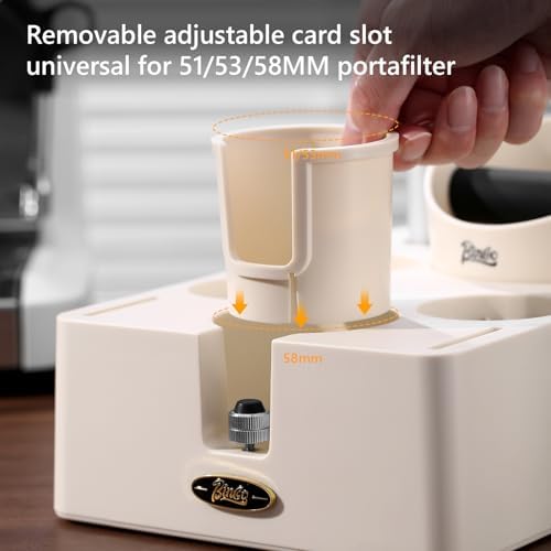 Bincoo Espresso Coffee Organizer Box-8 in 1 Espresso Coffee Tamper Station for Storage 51/54/58MM Espresso Tamper,Distributor,Portafilter,Puck Screen and 4.5inch Knock Box(White) - Image 3