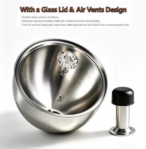 Upgraded Stainless Steel Espresso Knock Box Coffee Knock Box with Glass Lid and Magnetic Removable Knock Bar, Holds 20Double Espresso pucks & Coffee Grounds (Silver) - Image 5