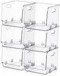 6 Pcs Clear Plastic Storage Bins Stackable Pantry Organizer by Ferrochef