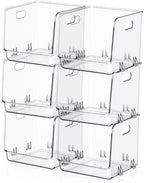 6 Pcs Clear Plastic Storage Bins Stackable Pantry Organizer by Ferrochef
