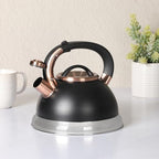 Mr. Coffee Flintshire 2.2 Quart Large Whistling Stainless Steel Tea Kettle, Matte Black with Copper Accent, Stovetop Fast-Boil Tea Pot - Image 3
