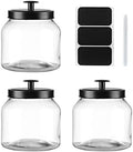 Hyperspace Glass Cookie Jar Food Container with Airtight Black Metal Lid, Medium, 3PCS by DealbyBox