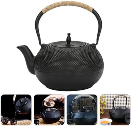 Vintage Cast Iron Teapot with Infuser, Uncoated Retro Tea Kettle - Image 7