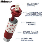 26 oz Insulated Stainless Steel Tumbler with Straw & Handle Red - Image 4
