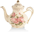 YOLIFE Pink Rose Teapot with Infuser, 35 OZ / 4 Cup Tea Pot by YOLIFE