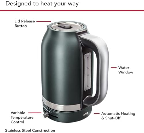 KitchenAid 1.7L Electric Kettle, Temp Control KEK1701, Juniper - Image 2