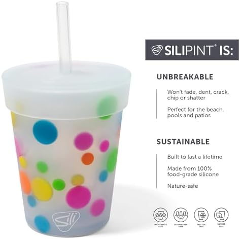 Silipint Kids Straw Tumblers 8oz: 4 pk - Polka Dots - Image 2