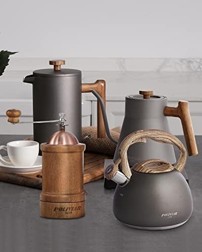 POLIVIAR Tea Kettle, Iron Grey Tea Pot Stovetop, 2.7 Quart Loud Whistling Coffee and Teapot, Food Grade Stainless Steel for Anti-Hot Handle and No-Rust, Suitable for All Heat Sources (JX2020-QB30) - Image 2