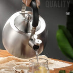 304 Stainless Steel Whistling Tea Kettle with Ergonomic Bakelite Handle Tea Pot Suitable for All Stovetop Kettle Teapot Silver - Image 3