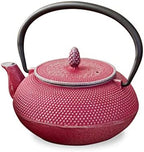 Roji Associates Cast Iron Teapot, Nanbu Tekki Teapot, ARARE - Round Type, Made in Japan, with Tea Strainer, Inner Enamel Finish, Pink Silver (20.29 fl oz) by NOREN
