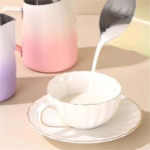Milk Frother Cup Stainless Steel 450ML Coffee Milk Frothing Pitcher Jug 304 Stainless Steel Precise Scale Latte Barista Professional CafeUtensil(Green) - Image 2