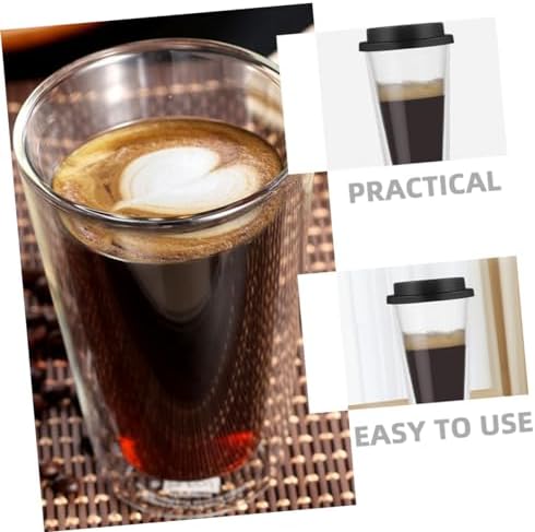 MAGICLULU Glass Travel Mug with Silicone Lid Double Wall High Borosilicate Beverage Cup for Hot Cold Drinks Portable Reusable Drinking Cup for Coffee Tea Juice - Image 5