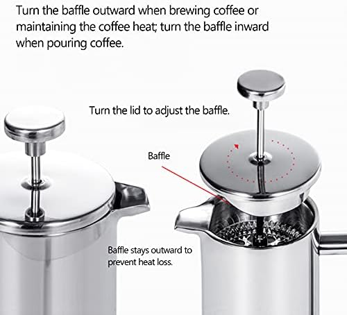 French Press Coffee Maker Stainless Steel Double Walled Insulated Coffee Maker Pot - Image 4