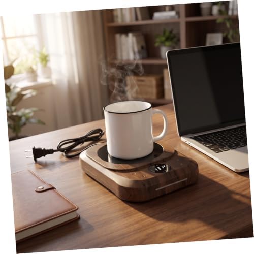 INOOMP Mug Warmer with Temperature Display and Timer Reservation, Electric Heating Plate for Desk and Bedroom, Oversized Heating Panel with Colorful Ambience Light, Cord - Image 5