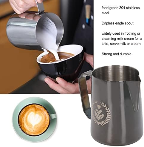 FLEXMAN 600ml Milk Frother Cup, Stainless Steel Eagle Spout Espresso Milk Frothing Pitcher, Frothing Cup for Coffee Latte, Milk Froth, Daily Drinking (Black) - Image 2