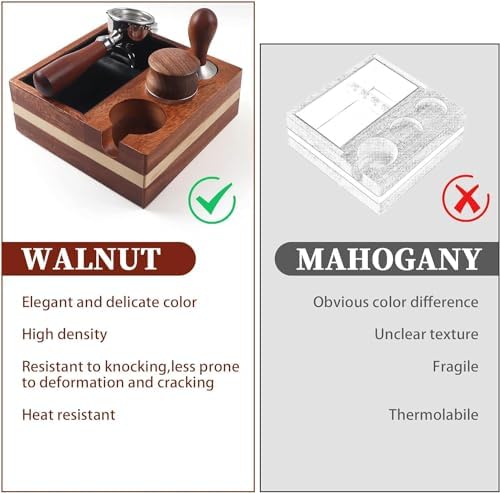 Kmise Natural Walnut Espresso Accessories Organizer Box Fits Espresso Distributor,Tamping Station Base,Tamper Holder-1.5L Coffee Grounds Box (51/54MM) - Image 5