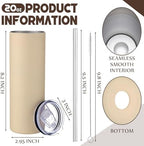 16 Pcs 20oz Insulated Stainless Steel Tumbler with Lid and Straw, Brown - Image 2