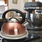 Creative Home 77066 Alexa Stainless Steel Whistling Tea Kettle with Aluminum Capsulated Bottom for Quick Heat Distribution, 3.0 Quart, Metallic Copper Color - Image 2