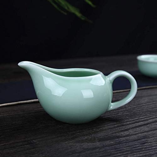 SGSG Japanese Cast Iron Tetsubin Teapot Chinese Tranditional Porcelain Celadon Carp Pattern Kung Fu Tea Set Teapot and Tea Cup 9 Pcs, for Home Office Business T - Image 4