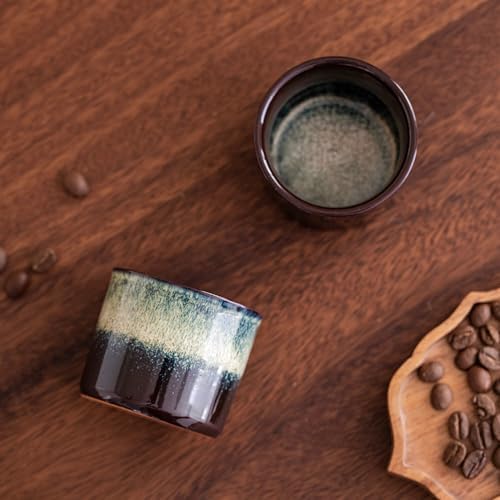 Espresso Cups Set of 2, Ceramic Espresso Cups, Expresso Shots Cups, 2.5oz Tea Cups, Demitasse Cups (4, magic outside) - Image 6