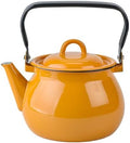 Vintage Enamel Kettle, Tea Pot Stovetop for Hot Water Fast to Boil, Teapot for Stovetop, Hot Water Kettle Teapot (Mustard 3.5L) by STP-Goods