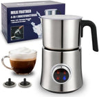 APOXCON Electric Milk Frother and Steamer, 4-in-1 Hot & Cold Foam Maker for Coffee 17oz Stainless Steel Frother Machine with LED Display Rotary Knob Milk Warmer Hot Chocolate Maker Dishwasher Safe by APOXCON