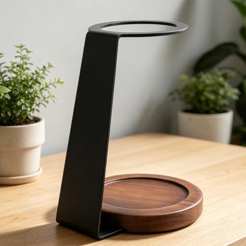 Jiawu Pour Over Coffee Stand, Pour Over Coffee Station Dripper Stand with Weighted Wood Base, Coffees Filter Wooden Filter Holder for Coffees Tea and Saffron - Image 3