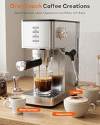 Kismile 20 Bar Espresso Machine with Milk Frother, Compact Coffee Machine & Cappuccino Machine for Home, Durable Metal Housing, 1.4L Removable Water Tank & Cup Warmer, Stainless Steel Filter - Image 6