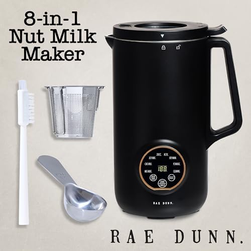 Rae Dunn 8-in-1 Nut & Plant Milk Maker – Almond, Oat, Soy & More – 800ml Cold / 700ml Hot – Automatic, Delay Start, Self-Clean – Includes Stirrer, Measuring Cup & Brush, Black - Image 2