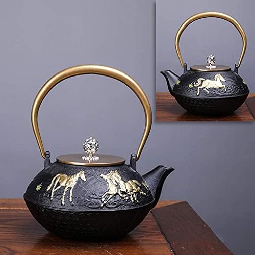 LJYT Teapot Teapots Cast Iron Handmade Teapot Loose Leaf Teapot Filter Heat Tea Kettle Single Home kettle Uncoated vintage cast iron kettle (Color : Thousands of horses gallop) by Unknown