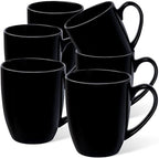 Large Ceramic Coffee Mugs Set of 6 16oz(475ml) Tea Cups Idea Gifts Black by Urbanstrive