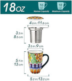 vancasso Ceramic Tea Mug with Infuser and Lid, 18 Ounce Bohemian Loose Leaf Cup, Microwave & Dishwasher Safe, Perfect for Tea, Coffee, Lime-Green Fiesta - Image 2