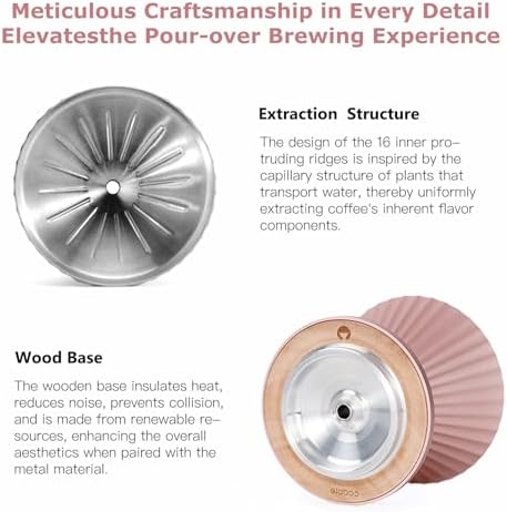Pour Over Coffee Dripper Drip Coffee Pour Over Maker Resuable Blossom Cone Funnel Stainless Steel Metal Coffee Filter for Travel, Camping, Office, Home, Coffee Maker Brew (Sunset Blush) - Image 3