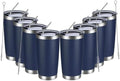 MEWAY 20oz Tumbler 8 Pack Double Wall Vacuum Insulated Travel Mug Bulk, Stainless Steel Tumblers with Lid and Straw, Durable Powder Coated Coffee Cups for Cold & Hot Drinks (Navy, 8) by MEWAY