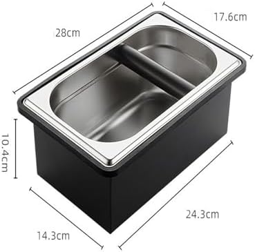 Espresso Coffee Knock Box, Large Coffee Coffee Grounds Knock Box Container Coffee Machine Accessories, Stainless Steel Coffee Bin Grind Knock Out Box with Removable Knock Bar and Non Slip Base - Image 2