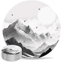 Coasters for Drinks Set of 6, Mountain Peak Sun Eagle Natural Landscape Ceramic Cup Mat, Absorbent Ceramic Stone Coasters with Cork Base for Coffee, Cups, Wooden Table, Home Decor 4 Inch by Daleng