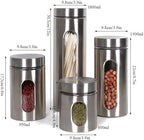 4 Pcs Sturdy Storage Tank Stainless Steel Coffee Bean Container Airtight Kitchen Storage Tank Cookie Jar Dry Goods Container Canister Sets - Image 2