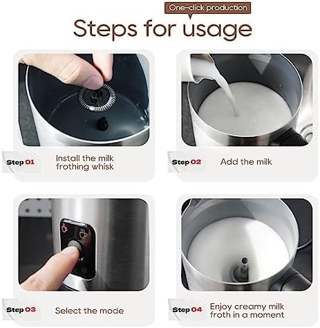 4 in 1 Milk frother Fully automatic milk heated cold/hot latte, chocolate protein powder, M3A (Size : (0.5L, Color : M3_UK) - Image 6