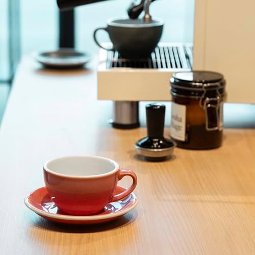 Loveramics Coffee Cup Ceramic, 8 oz Latte Art Cup with Saucer for Cappuccino, Tea, Espresso, Thick - walled stoneware Cappuccino mug Set for Cafe and Barista - Potters Colours (Berry, 8OZ) - Image 4